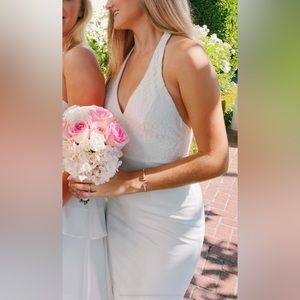White Lace Detail Open-Back Gown